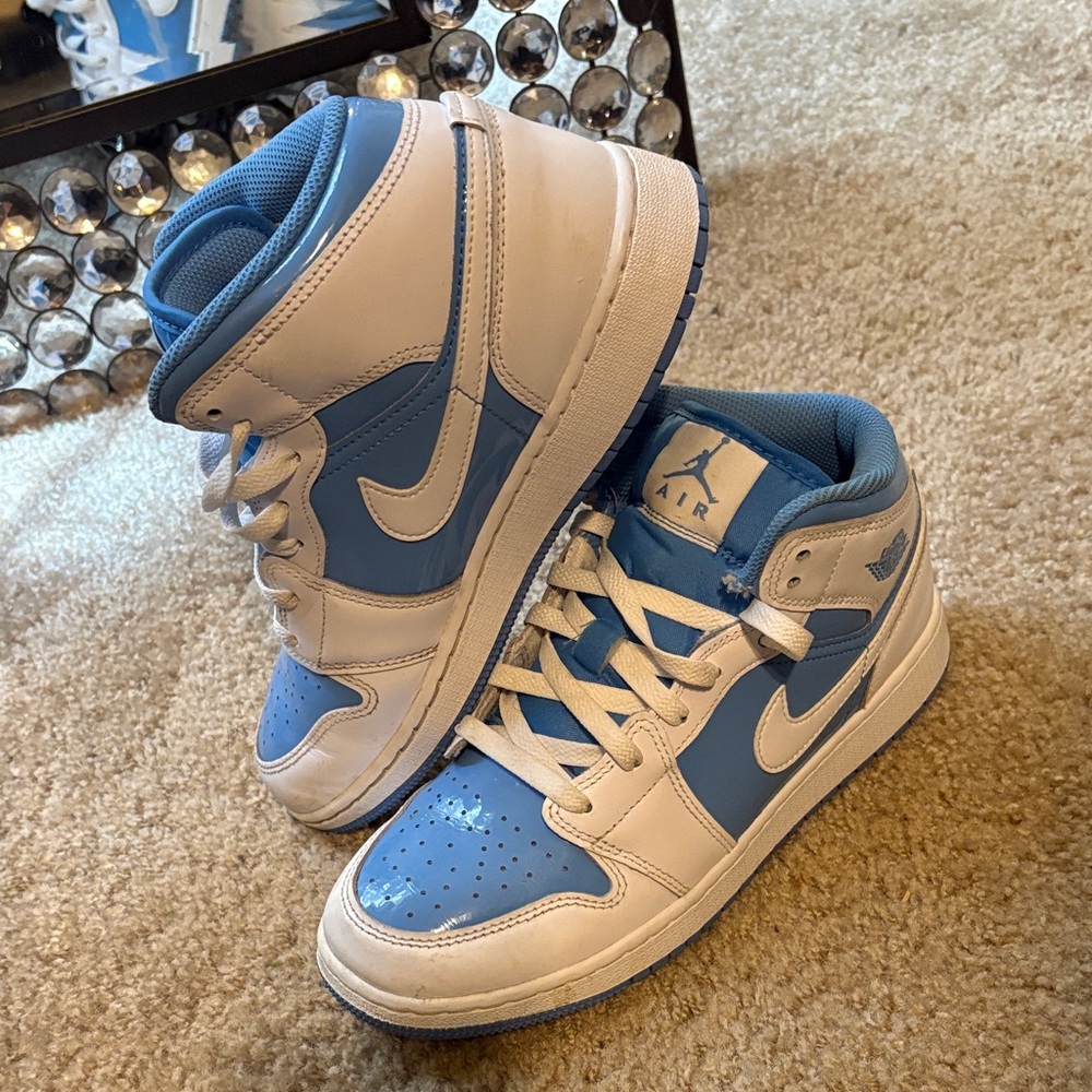 Jordan Kids White and Blue Sneakers